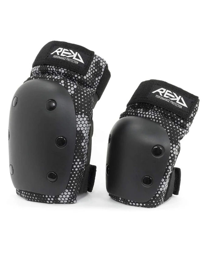 REKD YOUTH HEAVY DUTY DOUBLE PAD SET BLACK GREY