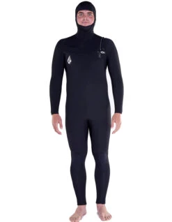 VOLCOM MODULATOR 5/4/3MM HOODED CHEST ZIP WETSUIT BLACK